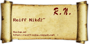 Reiff Niké névjegykártya